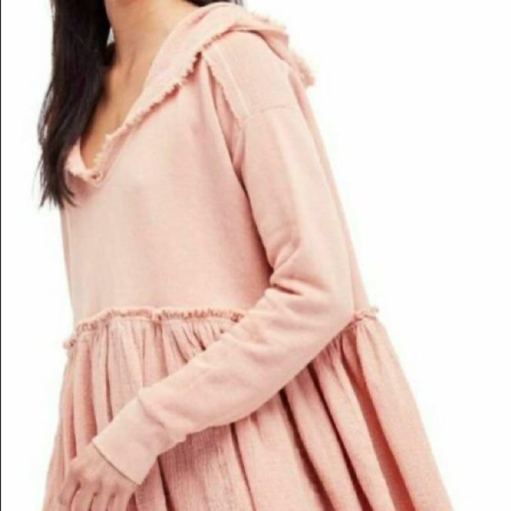 Free People Summer Dreams Hooded Peplum Sweatshirt